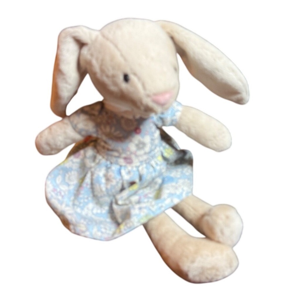 Jellycat London Lottie Bunny Floral Plush Stuffed Rabbit Blue Dress Retired